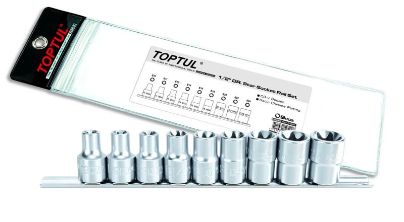 TOOL SETS Socket set E-TORX; 1/2"; E10, E11, E12, E14, E16, E18, E20, E22, E24; 9pcs  Art. GAAG0901
