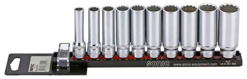 TOOL SETS Socket set 12 angled, 3/8", Size: 10, 11, 12, 13, 14, 15, 16, 17, 19, 8, 10pcs  Art. 201010SON