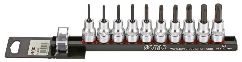 TOOL SETS Socket set 3/8", TORX / E-TORX, Size: T10, T15, T20, T25, T27, T30, T40, T45, T50, T8, 10pcs  Art. 201005