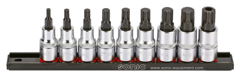 TOOL SETS Socket set 1/2", SPLINE / XZN: M10, M12, M14, M16, M5, M6, M8, M9, 9pcs  Art. 300906