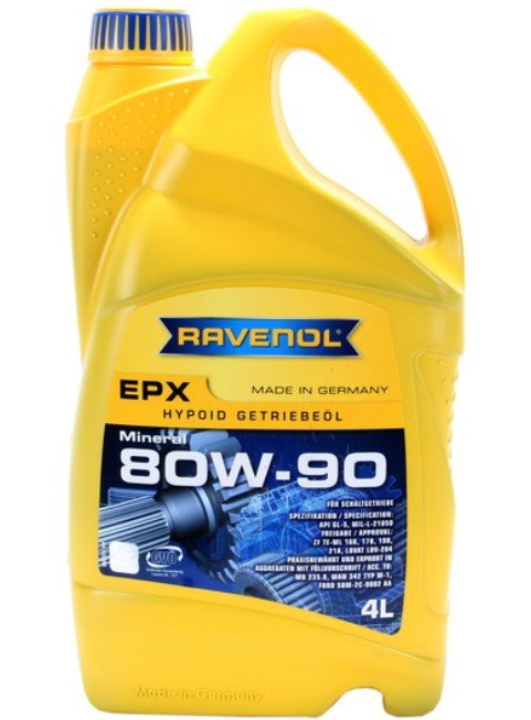 Gear oils Mineral gear oil EPX (4L) 80W90 API GL-5; FORD SQ-M2C9002-A; MAN 342 TYPE M1  Art. RAVEPX80W90GL54L