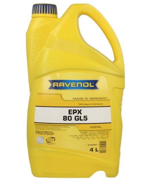 Gear oils Mineral gear oil EPX (4L) 80 API GL-5; FORD SQ-M2C9002-A; MAN 342 TYPE M1; MB 235.0  Art. RAVEPXSAE80GL54L