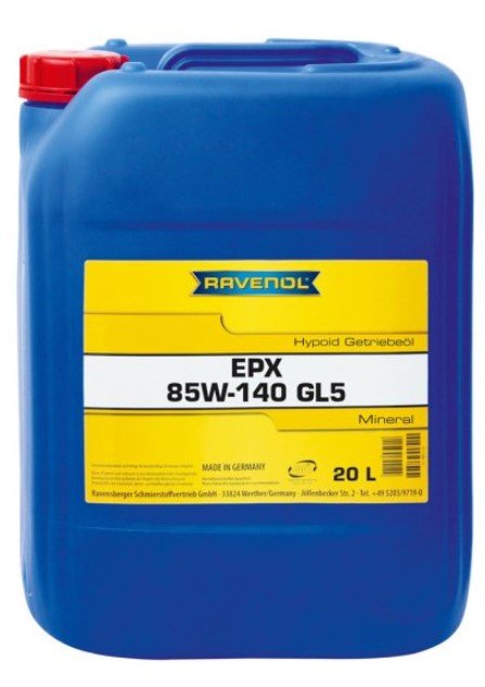 Gear oils Mineral gear oil EPX (20L) 85W140 API GL-5; MACK GO-J; MIL-L-2105D  Art. RAVEPX85W140GL520L