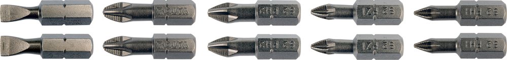 Screwdrivers and bits Tip piece Hex 1/4" Size: 5;6;PH1;PH1;PH2;PH2;PZ1;PZ1;PZ2;PZ2, Length: 25mm, 10pcs  Art. YT04822