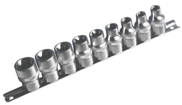 TOOL SETS Socket set Torx-E 1/2"; Size: E10,E11,E12,E14,E16,E18,E20,E22,E24; 9pcs  Art. 9540092