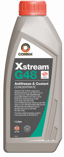 Coolants Classic antifreeze Blue-green G11 (1L, 1:1=-36°C) BS 6580 2010 (Left)  Art. XSTREAMG48KONC1L