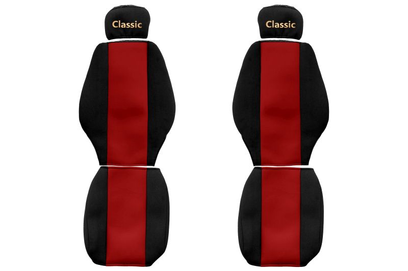 Seat covers Seat cover Velor, Red - black, MERCEDES ACTROS ATEGO AXOR  Art. FCOREPS22RED