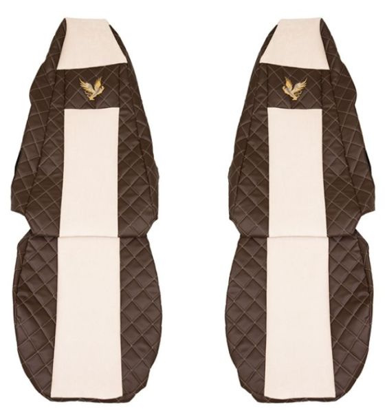 Seat covers Seat cover Eco-leather / velor, White - brown, SCANIA P,G,R,T 01.03-  Art. FCOREFX02BROWNCHAMP