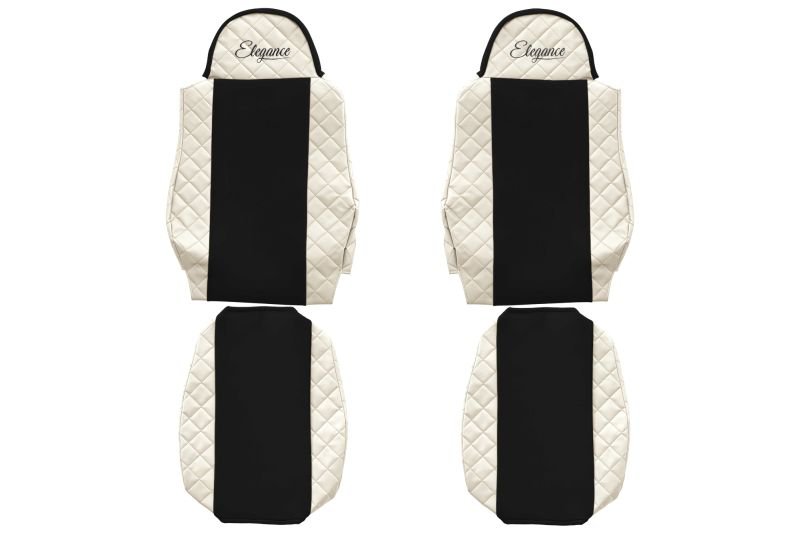 Seat covers Seat cover Eco-leather / velor, White - black, MAN TGA, TGL I, TGM I, TGS I 06.99-  Art. FCOREFX05CHAMP