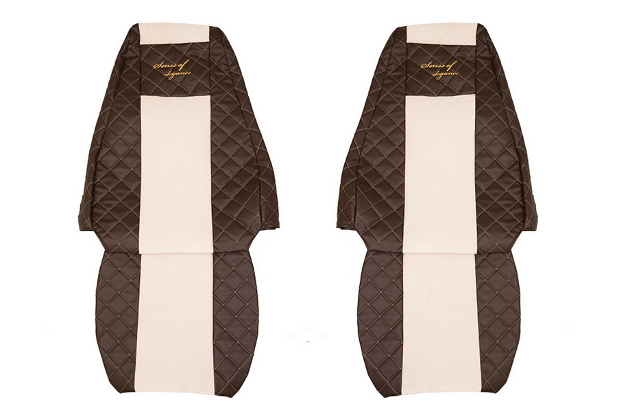 Seat covers Seat cover Eco-leather / velor, White - brown, RVI MAGNUM 10.04-  Art. FCOREFX08BROWNCHAMP