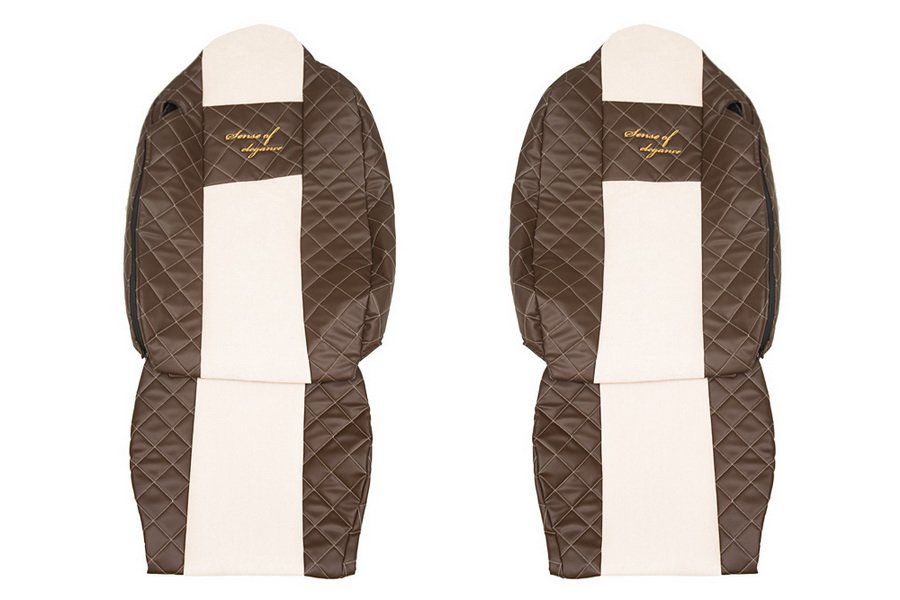 Seat covers Seat cover Eco-leather / velor, White - brown, RVI T 01.13-  Art. FCOREFX11BROWNCHAMP
