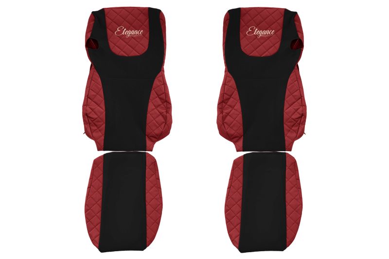 Seat covers Seat cover Eco-leather / velor, Red - black, DAF XF 105, XF 106 10.12-  Art. FCOREFX07RED