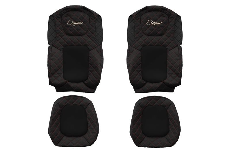 Seat covers Seat cover Eco-leather / velor, Red - black, FORD F-MAX 11.18-  Art. FCOREFX24BLACKRED