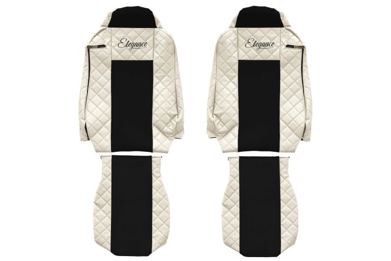Seat covers Seat cover Eco-leather / velor, White - black, IVECO STRALIS I, STRALIS II 01.13-  Art. FCOREFX17CHAMP