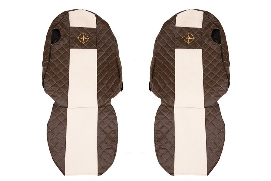 Seat covers Seat cover Eco-leather / velor, White - brown, MERCEDES ACTROS MP4 / MP5 07.11-  Art. FCOREFX13BROWNCHAMP