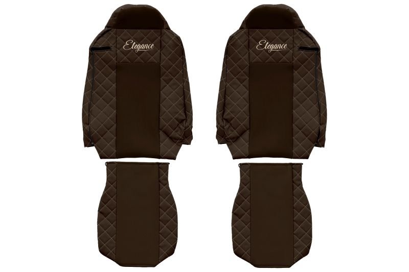 Seat covers Seat cover Eco-leather / velor, Black - brown, IVECO STRALIS I, STRALIS II 01.13-  Art. FCOREFX17BROWN