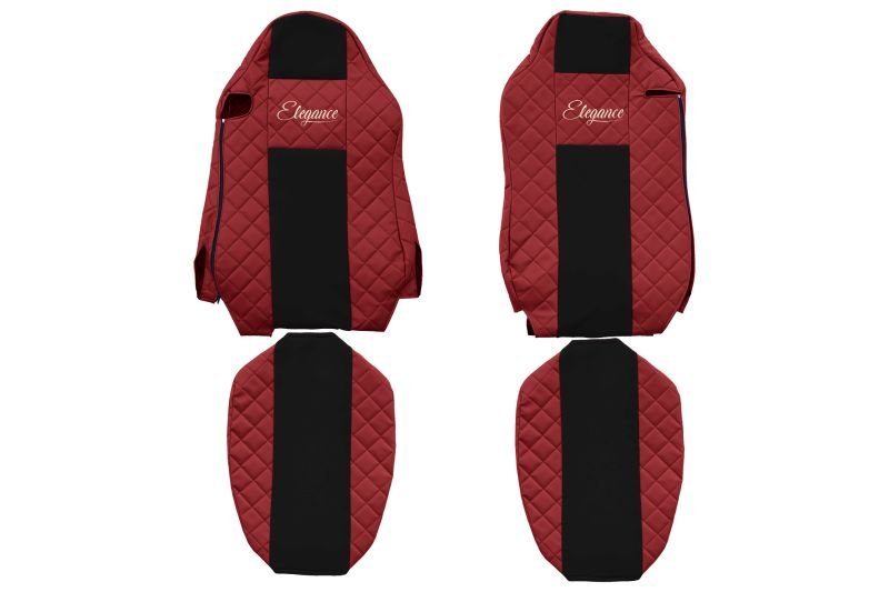 Seat covers Seat cover Eco-leather / velor, Red - black, MAN TGX I ​​06.06-  Art. FCOREFX18RED