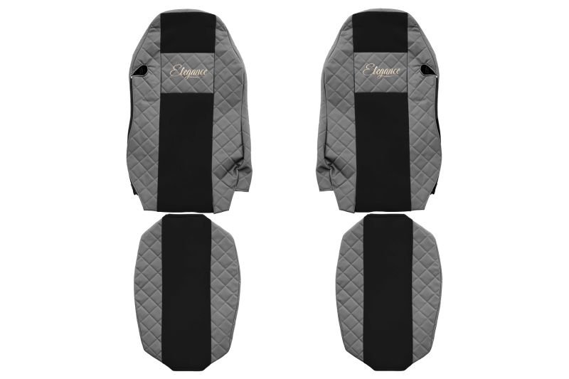 Seat covers Seat cover Eco-leather / velor, Gray - black, MAN TGX I ​​06.06-  Art. FCOREFX06GRAY