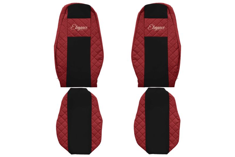 Seat covers Seat cover Eco-leather / velor, Red - black, VOLVO FH16 II 03.14-  Art. FCOREFX14RED