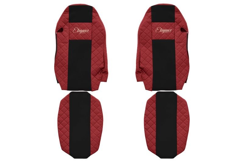 Seat covers Seat cover Eco-leather / velor, Red - black, MAN TGX I ​​06.06-  Art. FCOREFX06RED