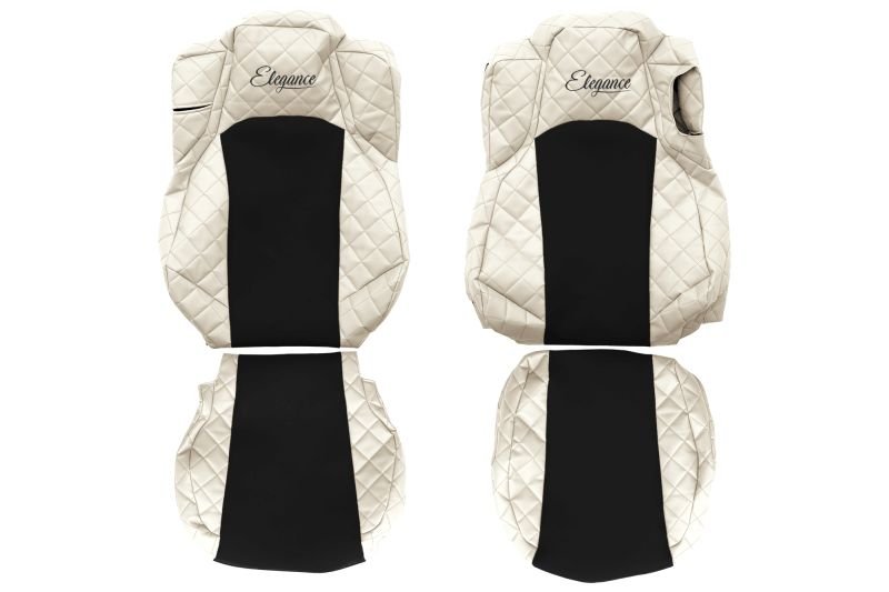 Seat covers Seat cover Eco-leather / velor, White - black, MERCEDES ACTROS MP4 / MP5 07.11-  Art. FCOREFX21CHAMP