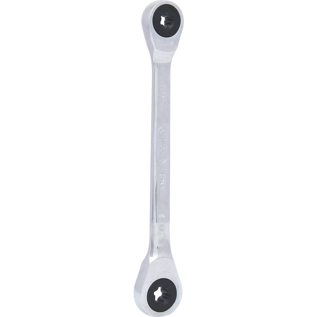 Open-end wrenches, spanners, socket wrenches, etc. Ratchet wrench double-ended, Size: E6 x E8, Length: 128 mm  Art. 5034351