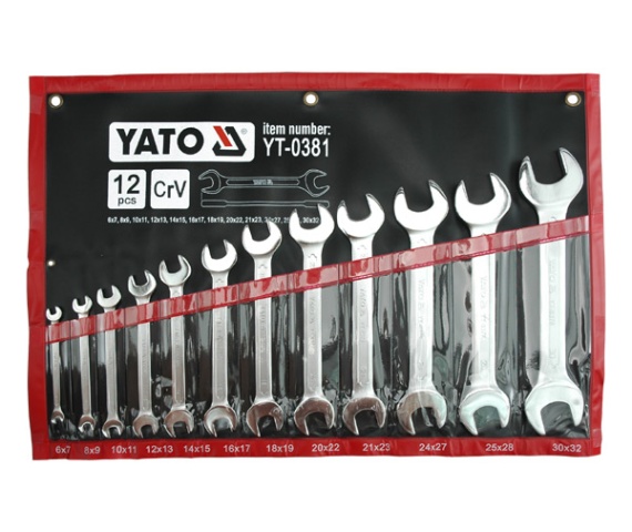 Open-end wrenches, spanners, socket wrenches, etc. Open end wrench, Size: 6-32 mm, 12 pcs  Art. YT0381