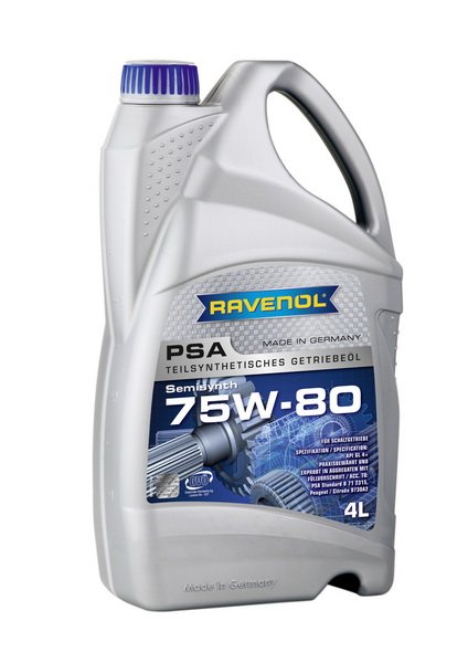 Gear oils Gear oil synthetic / semisynth. PSA (4L) 75W80 API GL-4; CITROËN B71 2315; PEUGEOT B71 2315  Art. RAVPSA75W804L