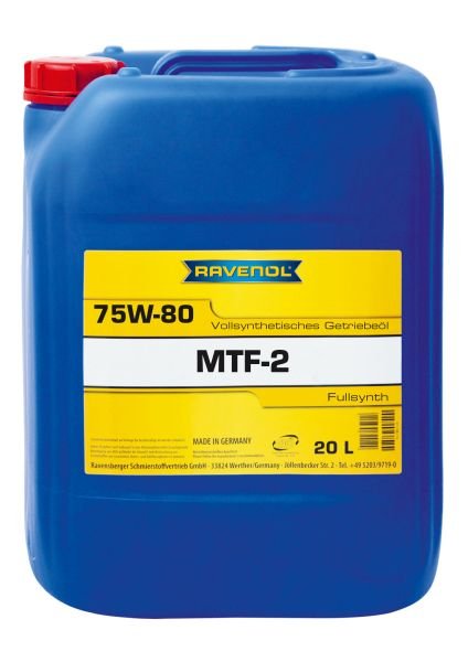 Gear oils Gear oil MTF-2 (20L) 75W80 API GL-4; BMW MTF LT-1; BMW MTF LT-2; FORD M2C200-C3; FORD M2C200-D2; MB 235.10 (Yellow)  Art. RAVMTF275W8020L