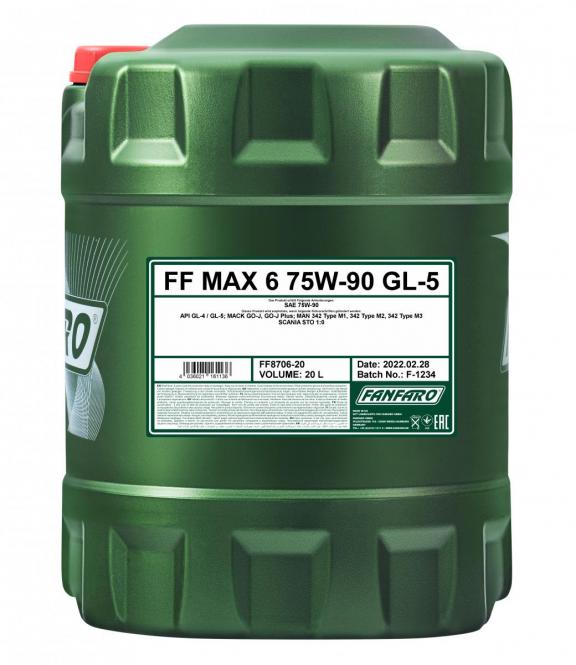 Gear oils Fully synthetic transmission and drive gear oil 75W-90 GL5 MAX6 20L  Art. MAX620L