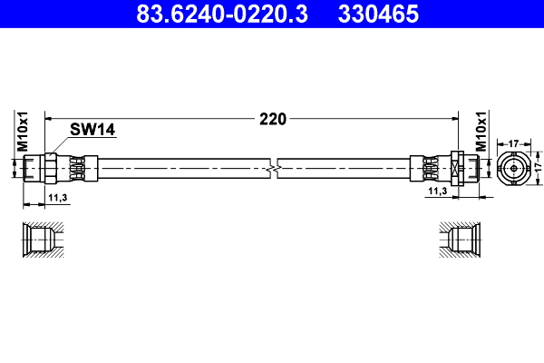 Brake Hose (Right, Rear axle middle, Left)  Art. 83624002203