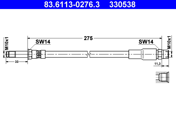 Brake Hose (Rear axle, Brake caliper)  Art. 83611302763