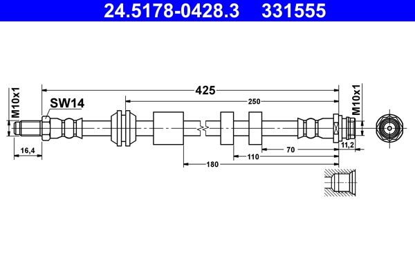 Brake Hose (Front axle, right, Front axle, left)  Art. 24517804283