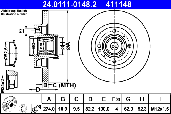 Brake Disc (Right, Left, Rear Axle, Right, Left, Rear Axle)  Art. 24011101482