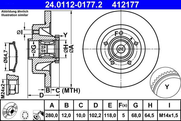 Brake Disc (Rear axle, Left, Rear axle, Right, Left, Right)  Art. 24011201772