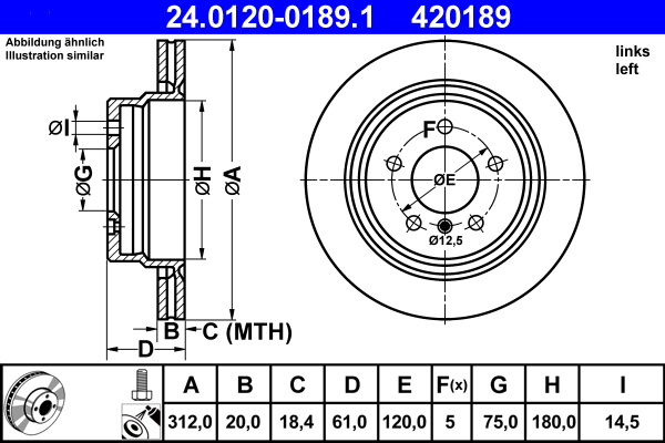 Brake Disc (Rear axle, left)  Art. 24012001891