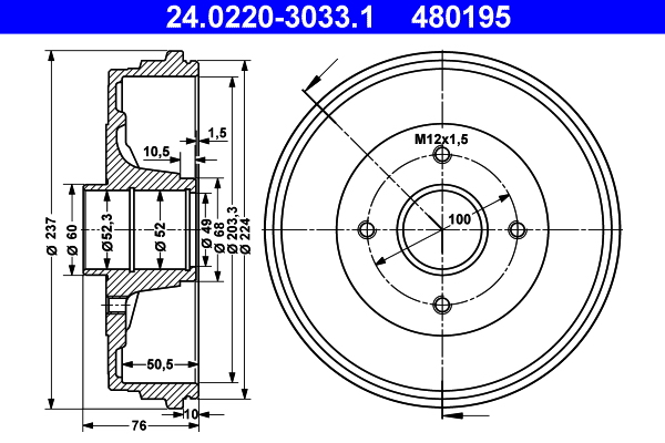 Brake Drum (Rear axle)  Art. 24022030331