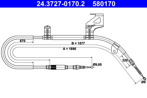 Cable Pull, parking brake (Back, right)  Art. 24372701702