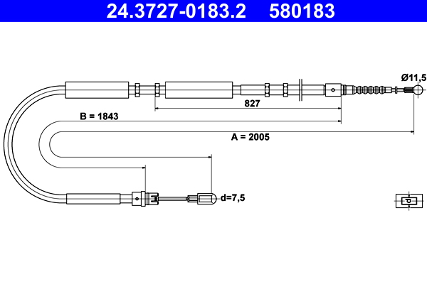 Cable Pull, parking brake (Back, right)  Art. 24372701832