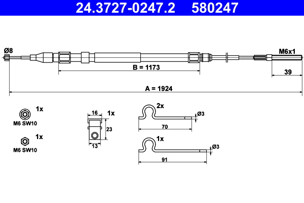 Cable Pull, parking brake (Back, left)  Art. 24372702472