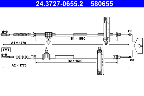 Cable Pull, parking brake (In the middle)  Art. 24372706552