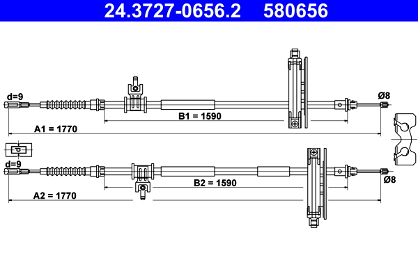 Cable Pull, parking brake (Back, right, Back, left)  Art. 24372706562