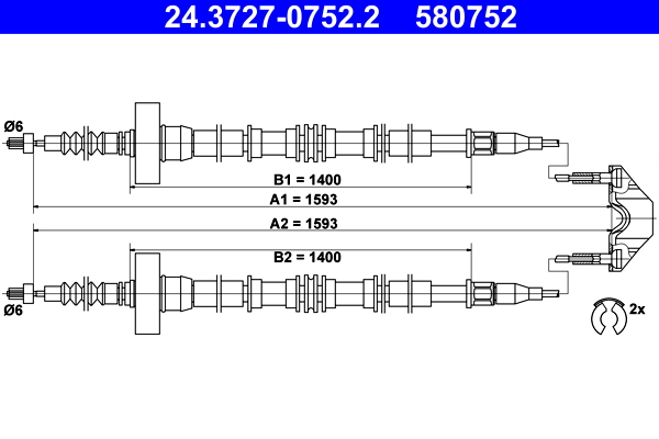 Cable Pull, parking brake (Back, right, Back, left)  Art. 24372707522