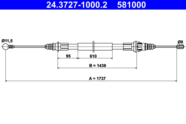 Cable Pull, parking brake (Back, right, Back, left)  Art. 24372710002