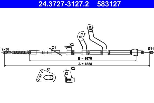 Cable Pull, parking brake (Back, right)  Art. 24372731272