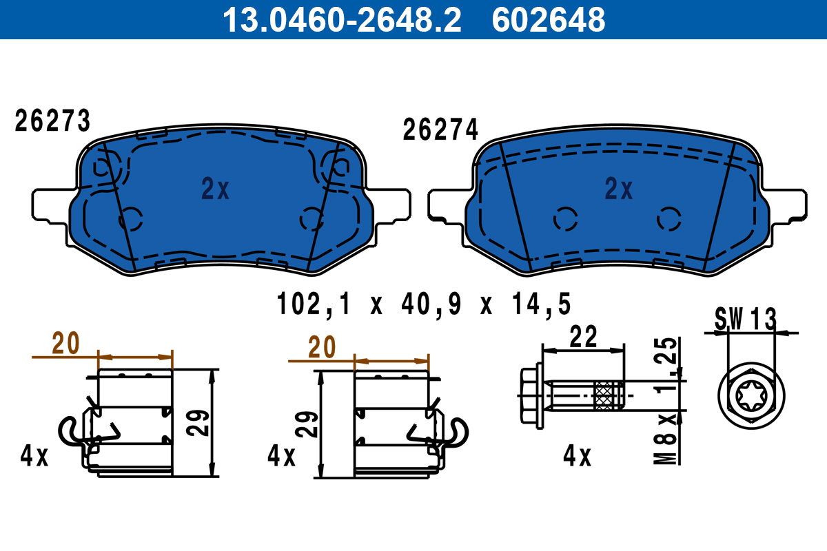 Brake Pad Set, disc brake  Art. 13046026482