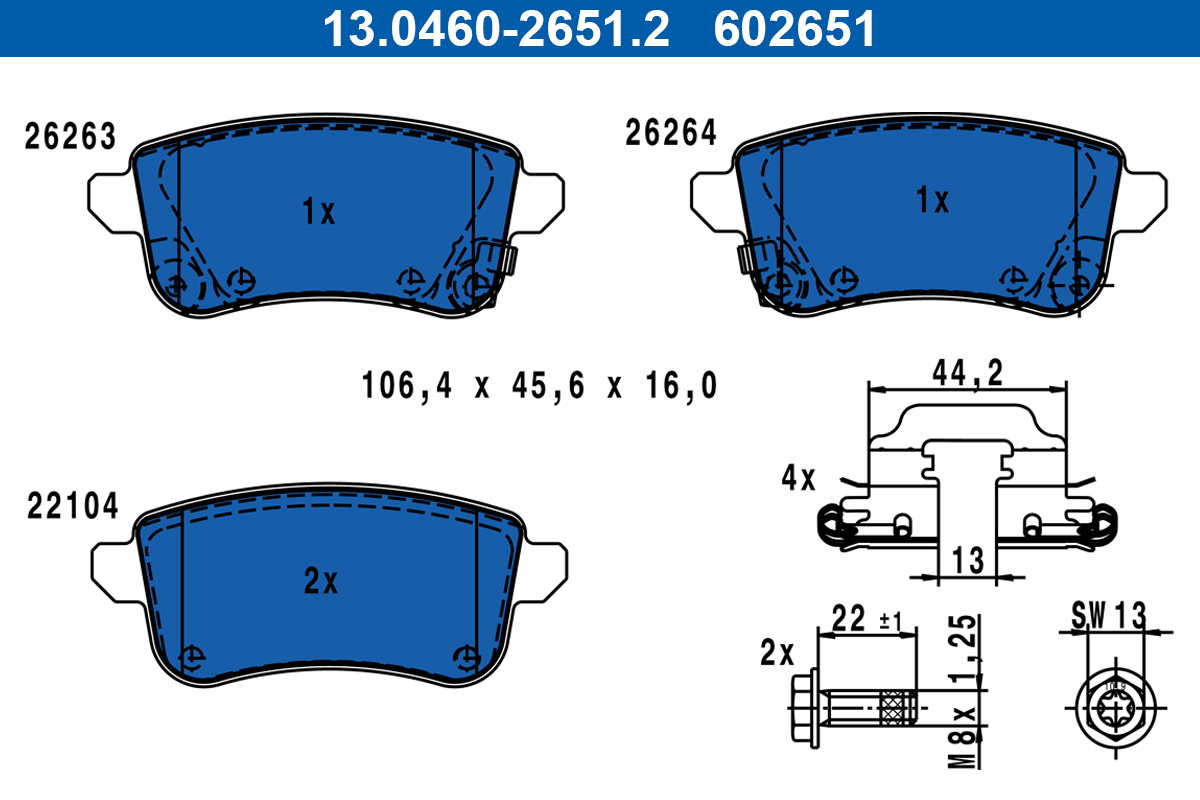 Brake Pad Set, disc brake  Art. 13046026512