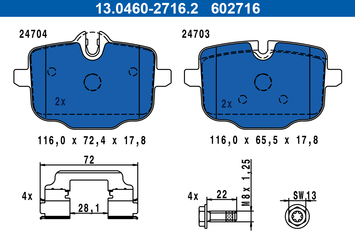 Brake Pad Set, disc brake (Rear axle)  Art. 13046027162