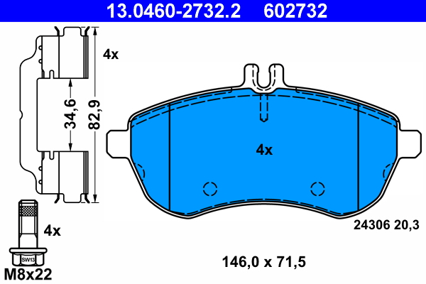 Brake Pad Set, disc brake (Front axle)  Art. 13046027322