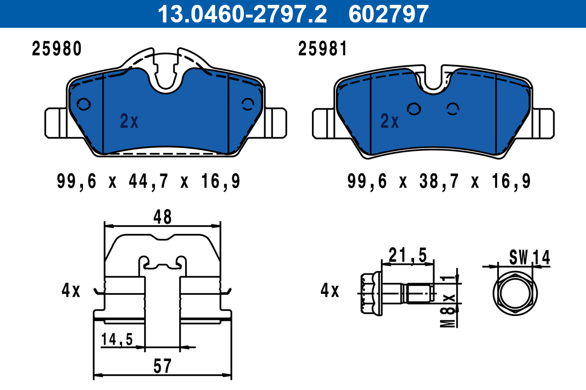 Brake Pad Set, disc brake (Rear axle)  Art. 13046027972